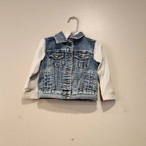 Wonder Nation 3T Denim Jacket Vest with Cotton Arms and Hood
